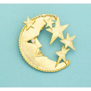 Vintage Moon and Stars Pin - E29
